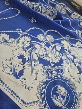 Blue/White Nautical Print Silk Scarf